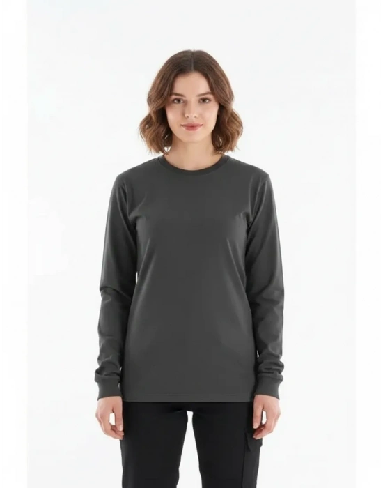 Regular Bisiklet Yaka Sweatshirt Antrasit