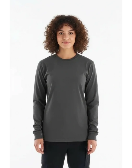 Regular Bisiklet Yaka Sweatshirt Antrasit