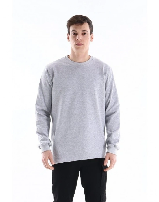 Regular Bisiklet Yaka Sweatshirt - Gri
