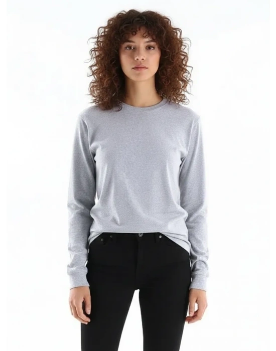 Regular Bisiklet Yaka Sweatshirt - Gri