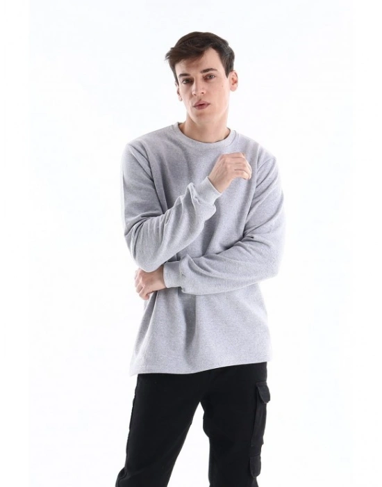 Regular Bisiklet Yaka Sweatshirt - Gri