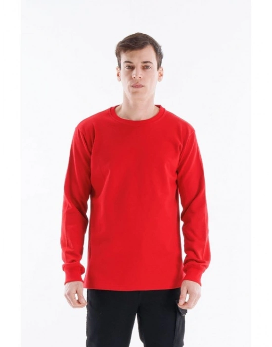 Regular Bisiklet Yaka Sweatshirt Kırmızı
