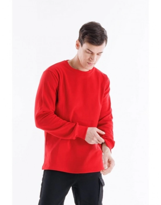 Regular Bisiklet Yaka Sweatshirt Kırmızı