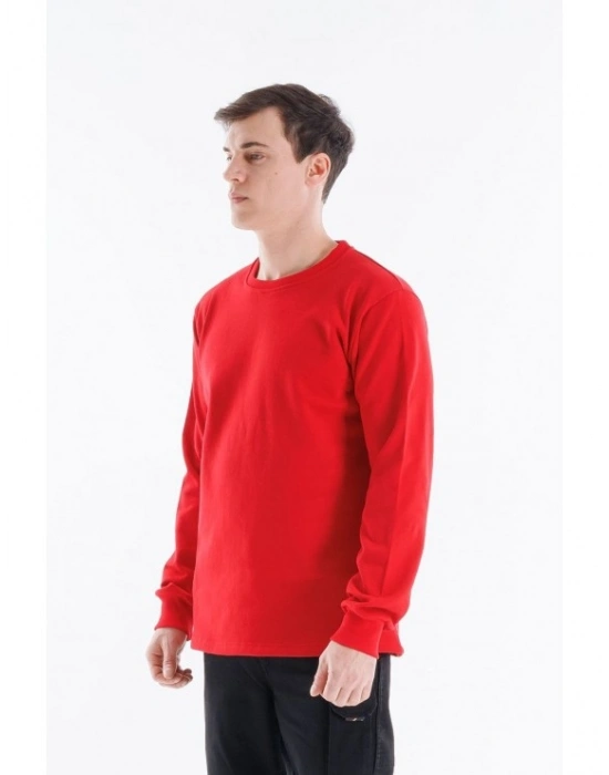Regular Bisiklet Yaka Sweatshirt Kırmızı