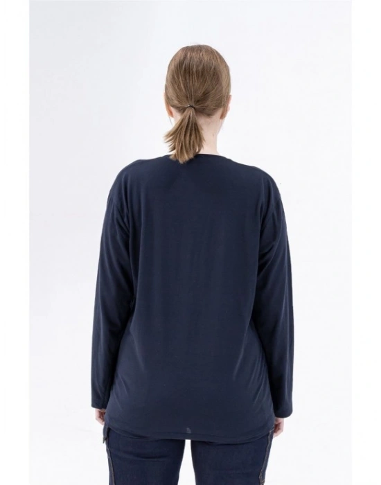 Regular Bisiklet Yaka Sweatshirt - Lacivert