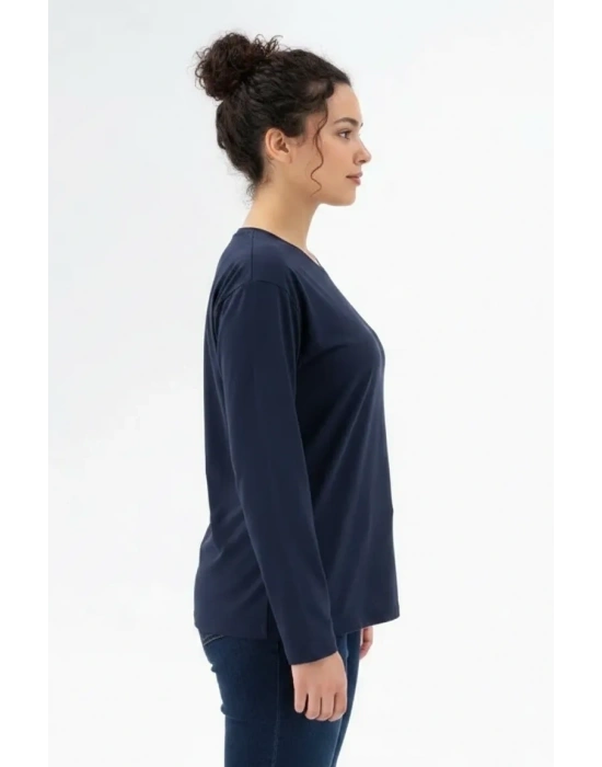 Regular Bisiklet Yaka Sweatshirt - Lacivert