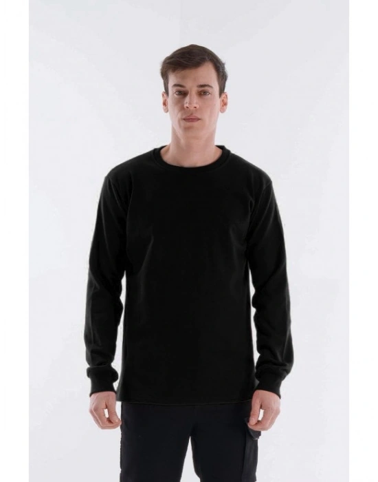 Regular Bisiklet Yaka Sweatshirt Siyah