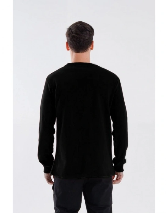 Regular Bisiklet Yaka Sweatshirt Siyah