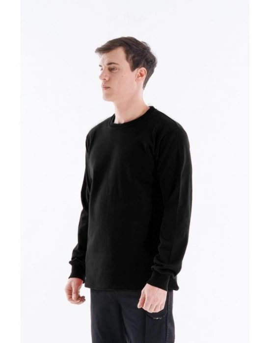 Regular Bisiklet Yaka Sweatshirt Siyah
