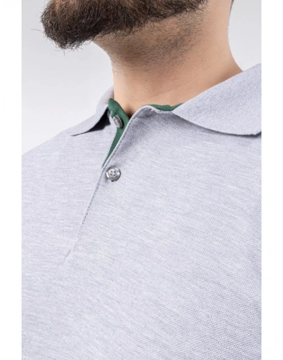 Regular Polo Pike Uzun Kol T-Shirt Gri