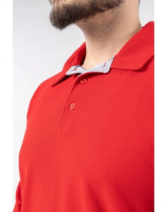 Regular Polo Pike Uzun Kol T-Shirt Kırmızı