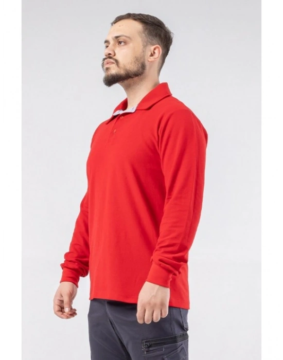 Regular Polo Pike Uzun Kol T-Shirt Kırmızı