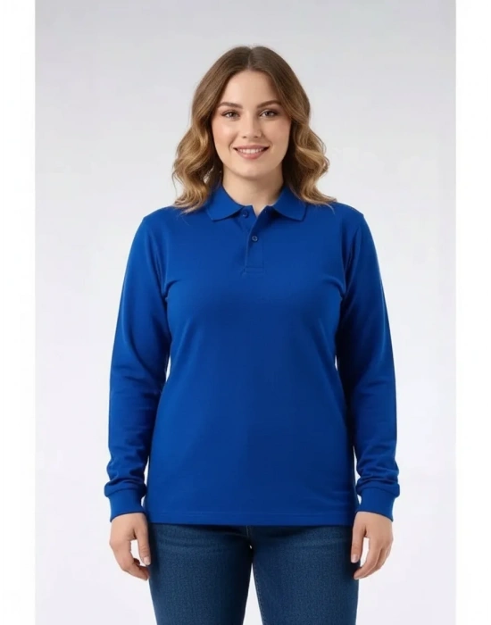 Regular Polo Pike Uzun Kol T-Shirt Saks Mavi