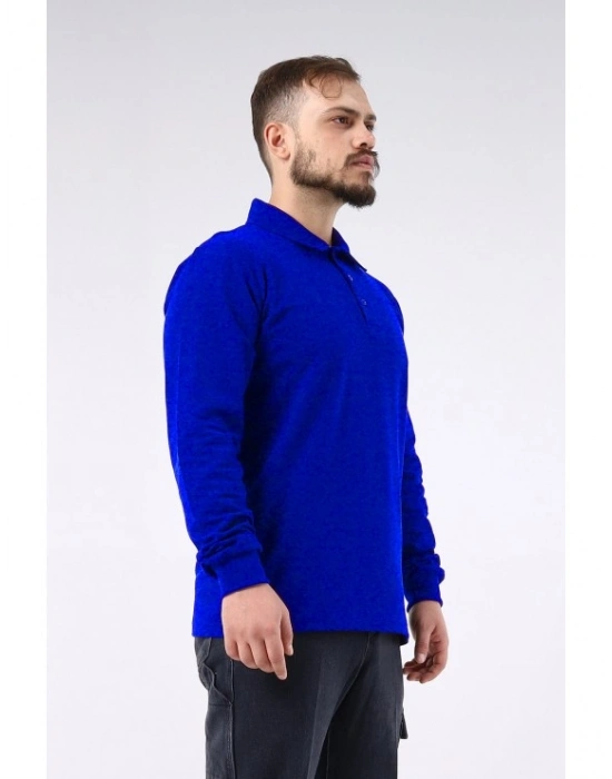 Regular Polo Pike Uzun Kol T-Shirt Saks Mavi