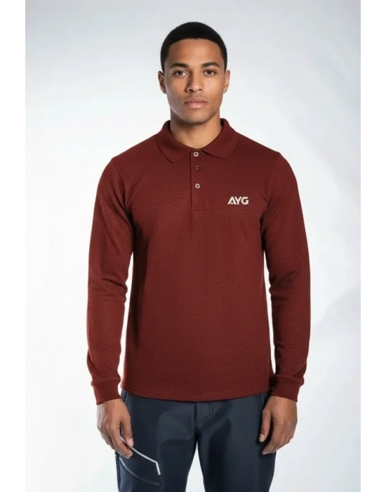Regular Polo Sweatshirt Bordo