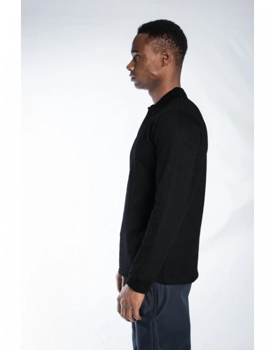 Regular Polo Sweatshirt Siyah