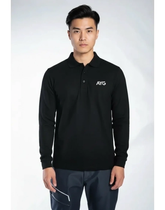 Regular Polo Sweatshirt Siyah