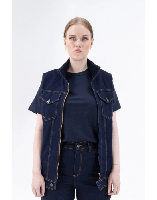 Teksas Kot Yelek Mavi