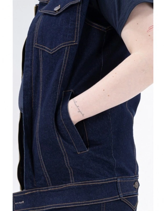 Teksas Kot Yelek Mavi