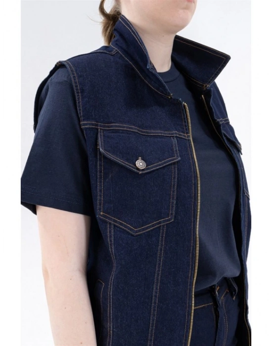 Teksas Kot Yelek Mavi