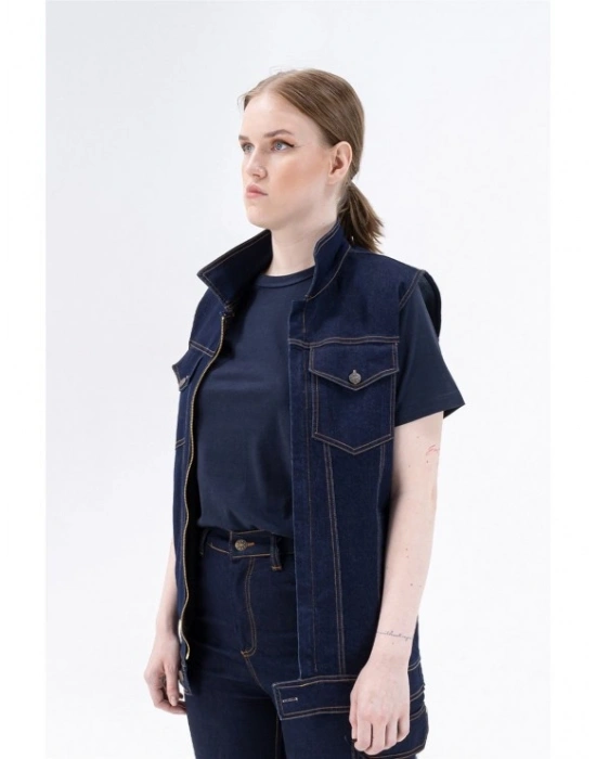 Teksas Kot Yelek Mavi