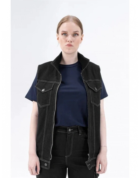 Teksas Kot Yelek Siyah