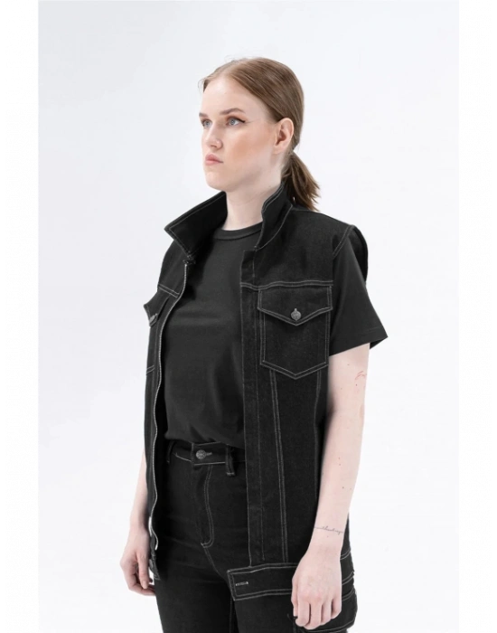 Teksas Kot Yelek Siyah