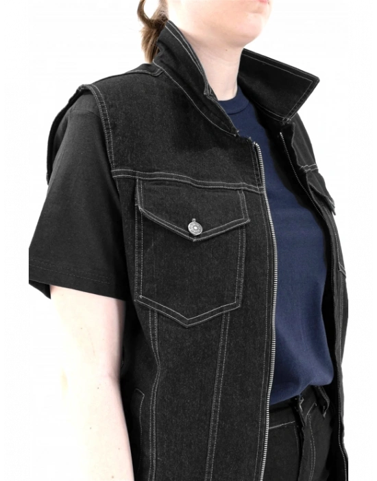 Teksas Kot Yelek Siyah