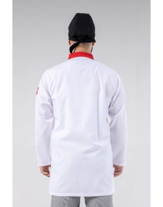 Turkish Aşçı Ceketi Beyaz-Kırmızı