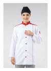 Turkish Aşçı Ceketi Beyaz-Kırmızı