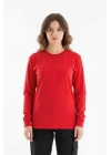 Regular Bisiklet Yaka Sweatshirt Kırmızı