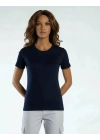Elegans Basic Bisiklet Yaka T-Shirt Lacivert