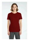 Regular Basic Bisiklet Yaka T-Shirt Bordo
