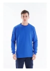Regular Bisiklet Yaka Sweatshirt Saks Mavi