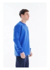 Regular Bisiklet Yaka Sweatshirt Saks Mavi