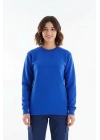 Regular Bisiklet Yaka Sweatshirt Saks Mavi