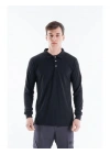 Regular Polo Pike Uzun Kol T-Shirt Siyah