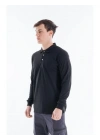Regular Polo Pike Uzun Kol T-Shirt Siyah