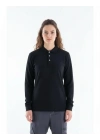 Regular Polo Pike Uzun Kol T-Shirt Siyah