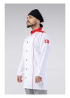 Turkish Aşçı Ceketi Beyaz-Kırmızı