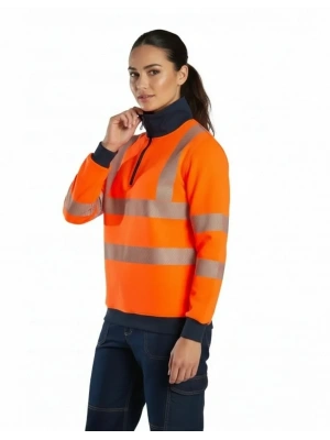 Alaska Hi-Vis Yarım Fermuarlı Sweatshirt - Turuncu
