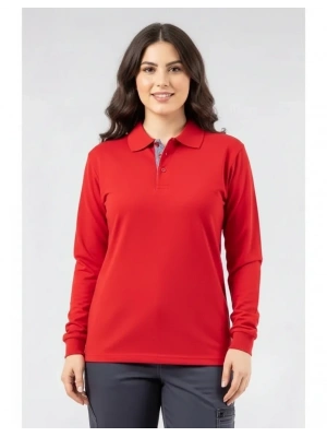 Regular Polo Pike Uzun Kol T-Shirt Kırmızı