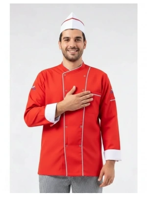Klasik Aşçı Ceketi Kırmızı