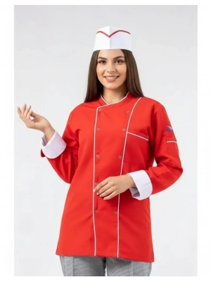 Klasik Aşçı Ceketi Kırmızı