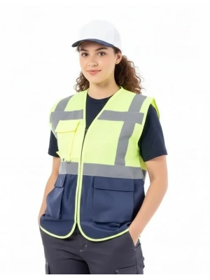 Alaska Hi-Vis Mühendis Yeleği Neon Sarı - Lacivert