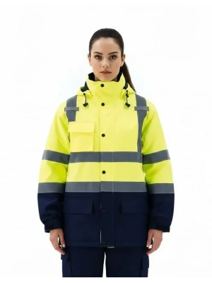 Alaska Hi-Vis 5 in 1 Parka Neon Sarı - Lacivert