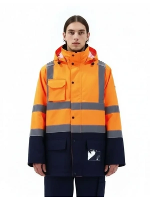 Alaska Hi-Vis 5 in 1 Parka Neon Turuncu - Lacivert