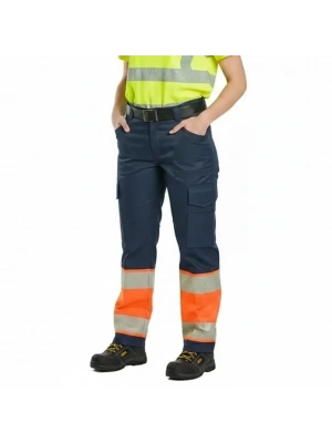 Alaska Hi-Vis Pantolon Lacivert - Neon Turuncu