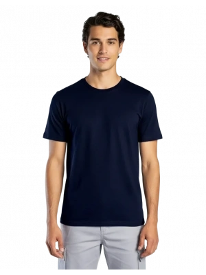 Elegans Basic Bisiklet Yaka T-Shirt Lacivert
