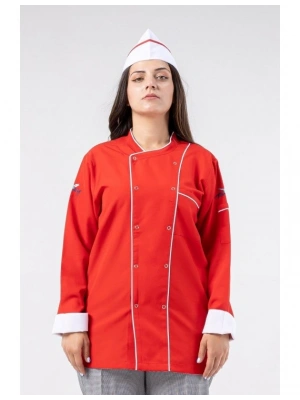 Klasik Aşçı Ceketi Kırmızı